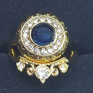 Genuine Sky Blue Topaz  Braid and little stones king shape  Ring